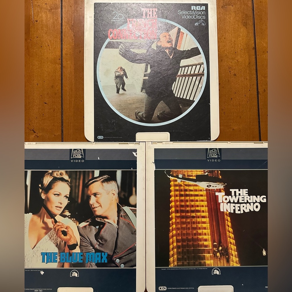 3 lot CED Fox, Blue Max 2, Towering Inferno 1, French Connection